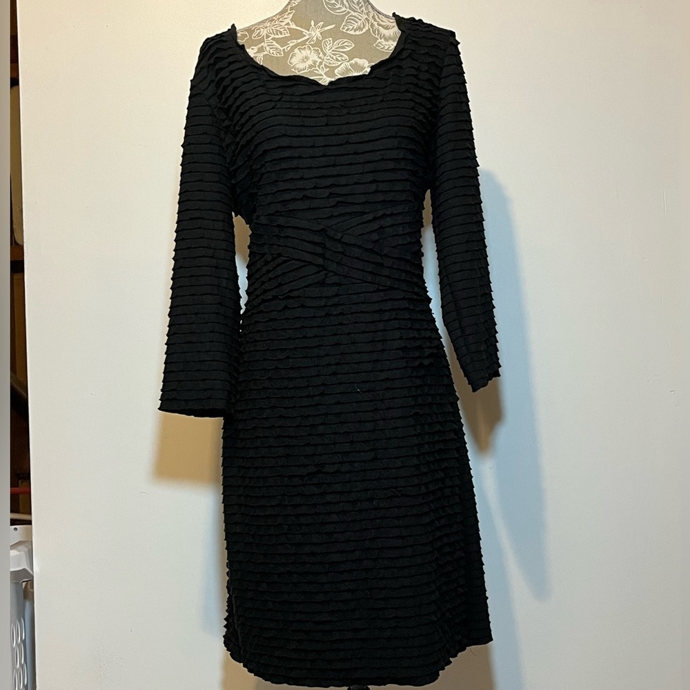 Max Studio Dress Womens Bodycon Stretch Ruffle Long Sleeve Dress Blue Medium NWT